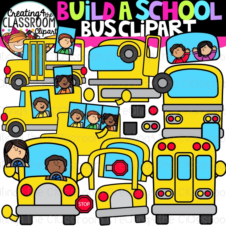 Build a School Bus Clipart {Back to School Clipart}