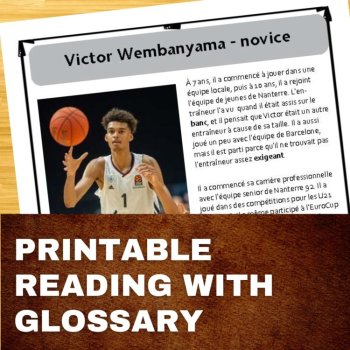 French basketball reading comprehension activity NBA star Victor Wembanyama, image 2
