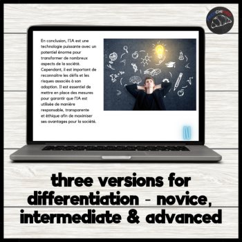 STEM in French reading Comprehension activity AI Artificial Intelligence, image 2