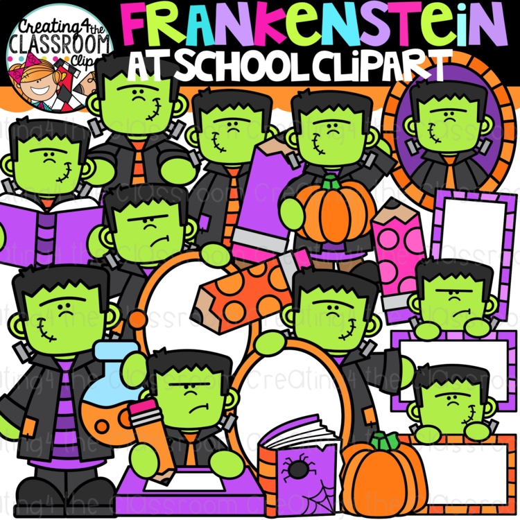 Frankenstein at School Clipart {Halloween Clipart}