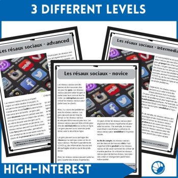 French reading comprehension activity in three levels - Social media, image 2