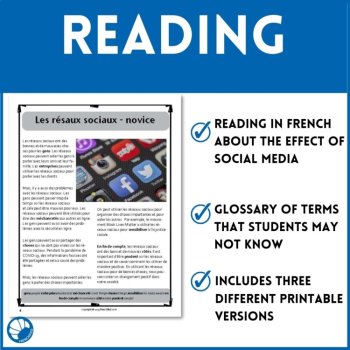 French reading comprehension activity in three levels - Social media, image 3