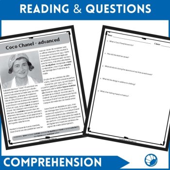 French reading comprehension activities fashion designer Coco Chanel, image 2