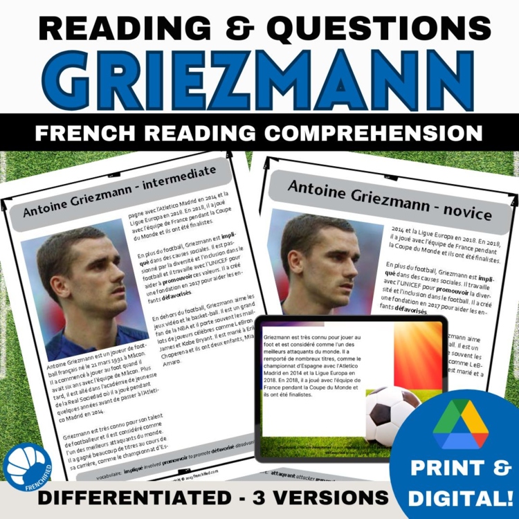 French Reading Comprehension Activity | Antoine Griezmann Soccer Biography