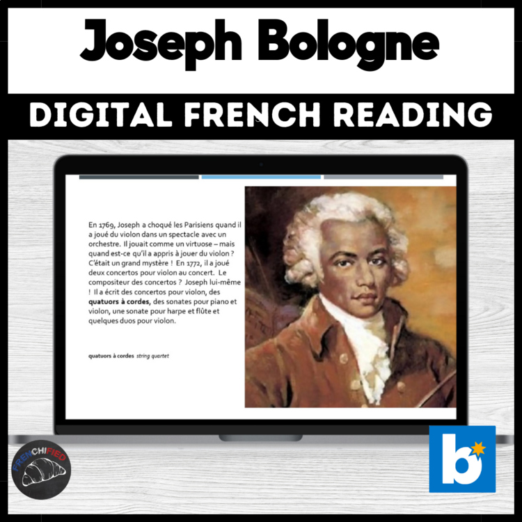 French music reading comprehension activity & questions Joseph Bologne