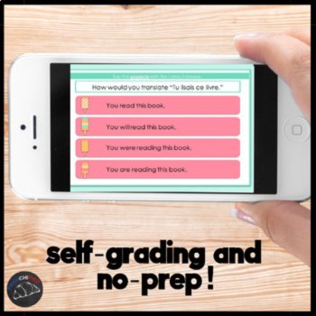 French verb practice imparfait verb conjugation activity self-grading Boom cards, image 2