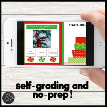 Core French Christmas vocabulary le Noël digital practice game Boom cards, image 2