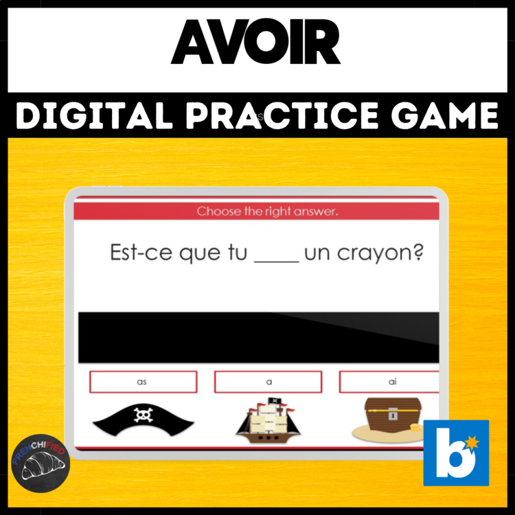 French verb practice activity AVOIR conjugation and usage Boom cards