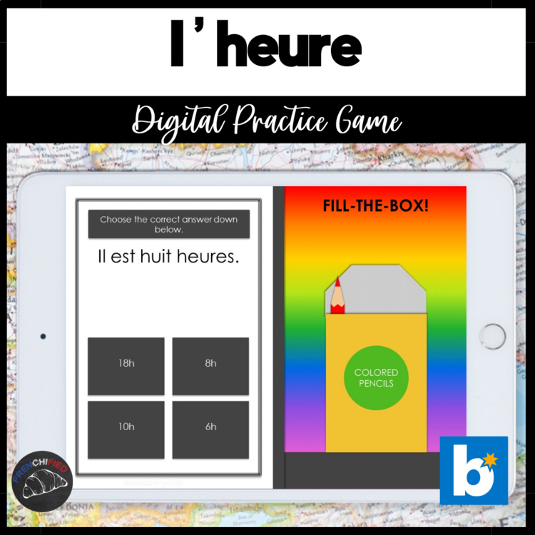 Telling Time in French Boom Cards L'Heure Vocabulary Activity