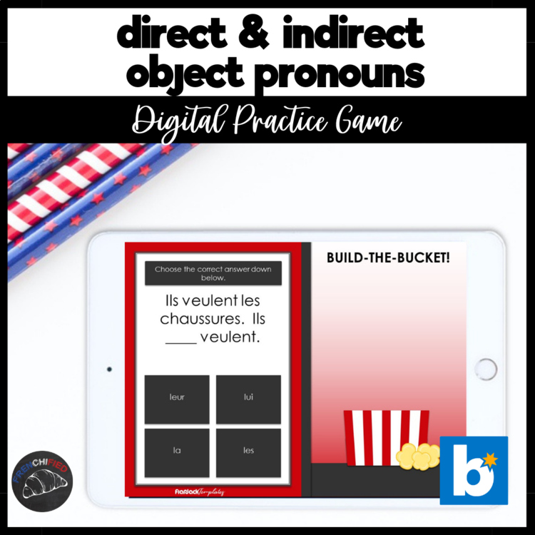 Boom Cards French Object Pronouns | Direct & Indirect Practice Game