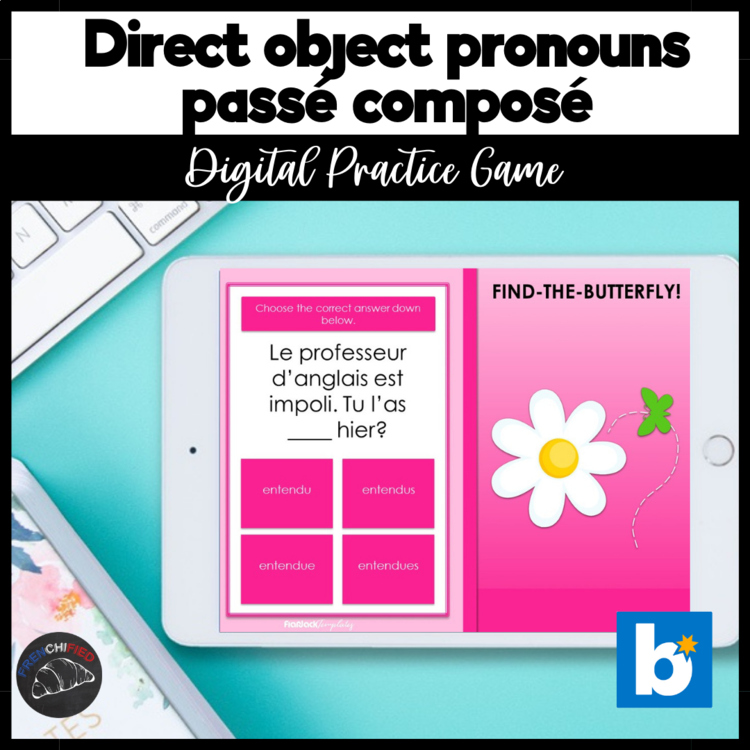 French Passé Composé Direct Object Pronouns | Boom Cards Practice