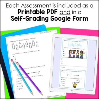 3rd Grade Fraction TEKS Tests - Digital Google Forms and Print, image 2