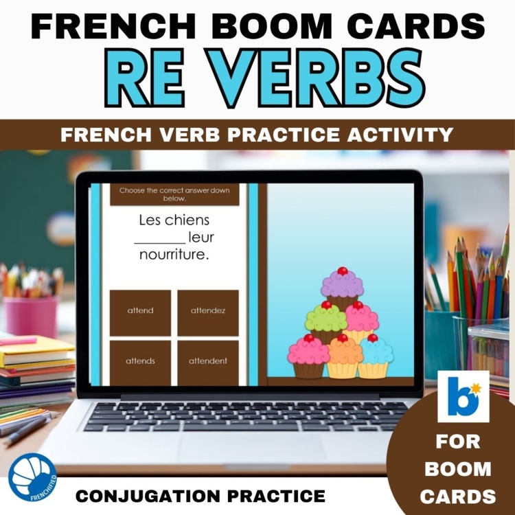 French RE verbs conjugation digital practice activity French Boom cards