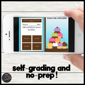 French RE verbs conjugation digital practice activity French Boom cards, image 2