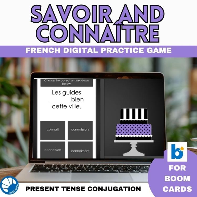 French savoir and connaître verb conjugation and choice practice Boom cards