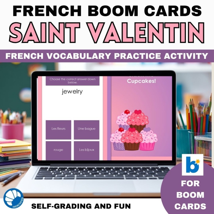 French Valentine’s Day Vocabulary Boom Cards | Digital Practice Game