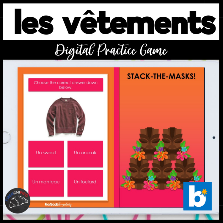 French Clothing Vocabulary | Les Vêtements Boom Cards Digital Game