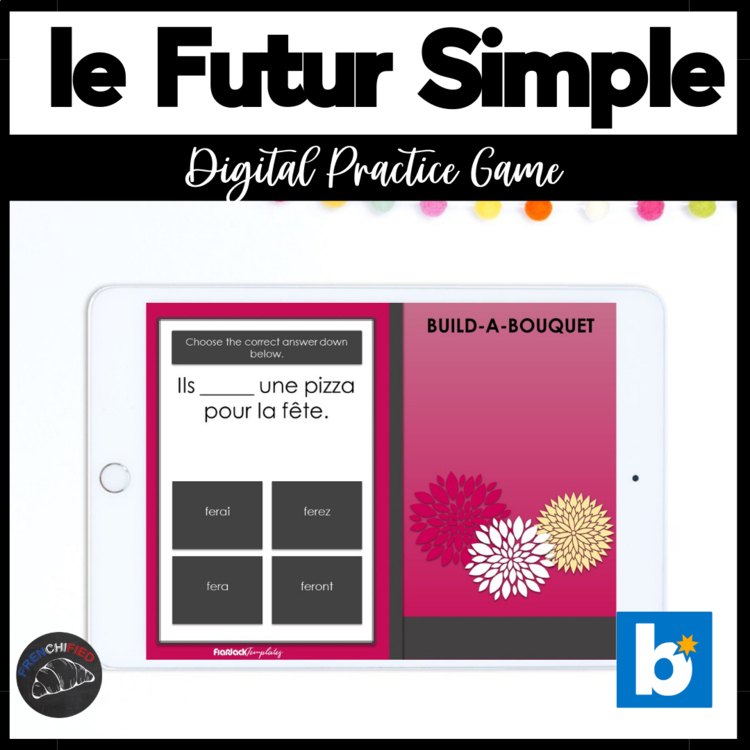 French verb practice futur simple future verbs digital grammar game Boom cards
