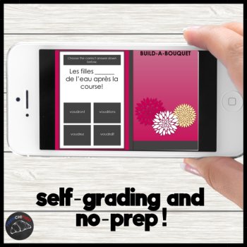 French verb practice futur simple future verbs digital grammar game Boom cards, image 2