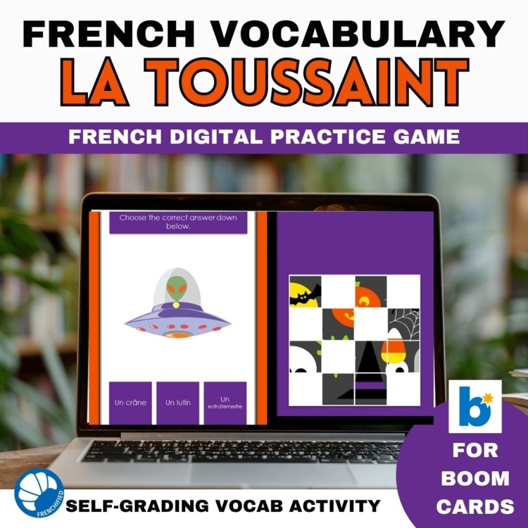 French vocabulary Halloween Toussaint digital practice game French Boom cards
