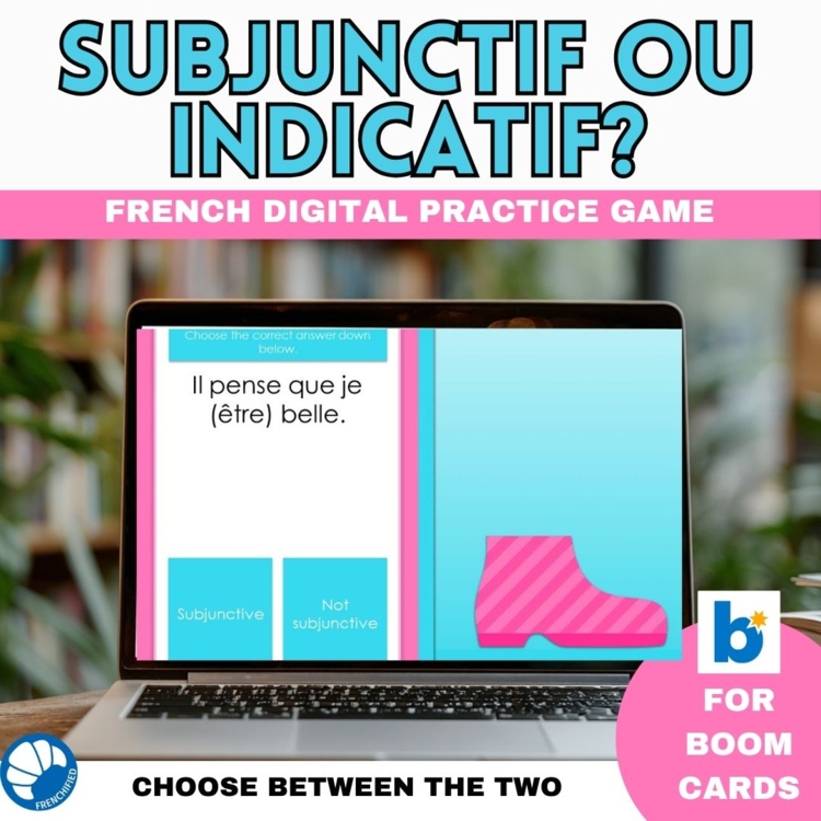 French subjunctive or indicative digital practice game self-grading Boom cards