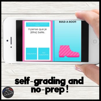 French subjunctive or indicative digital practice game self-grading Boom cards, image 2