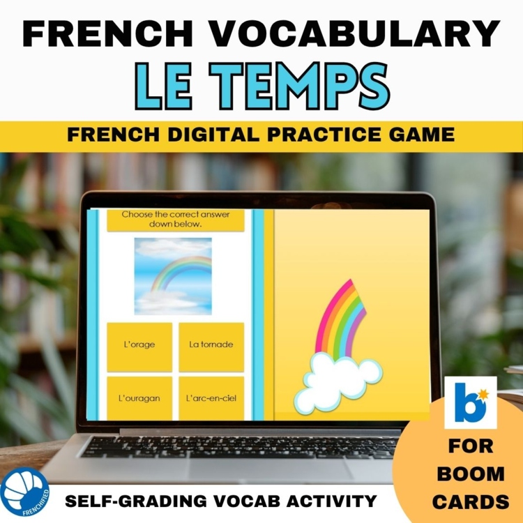 French weather vocabulary activities digital practice game French Boom Cards