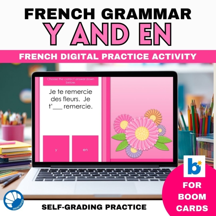 Intermediate French grammar digital game pronouns y and en French Boom Cards