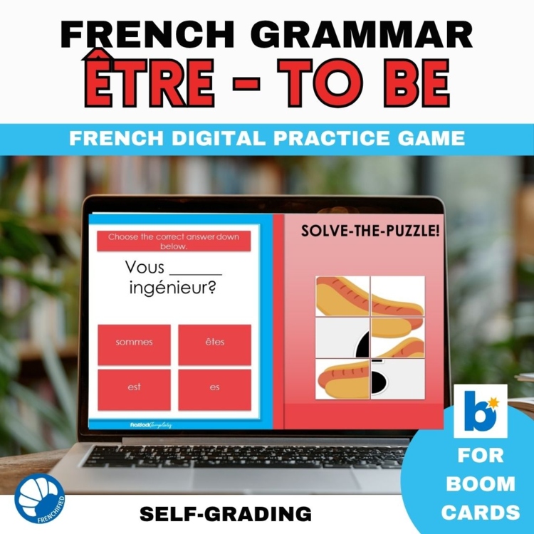 French verb conjugation practice game present tense French Boom Cards - être