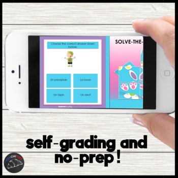 FREE French Easter vocabulary digital practice game self-grading for Boom™ Cards, image 2