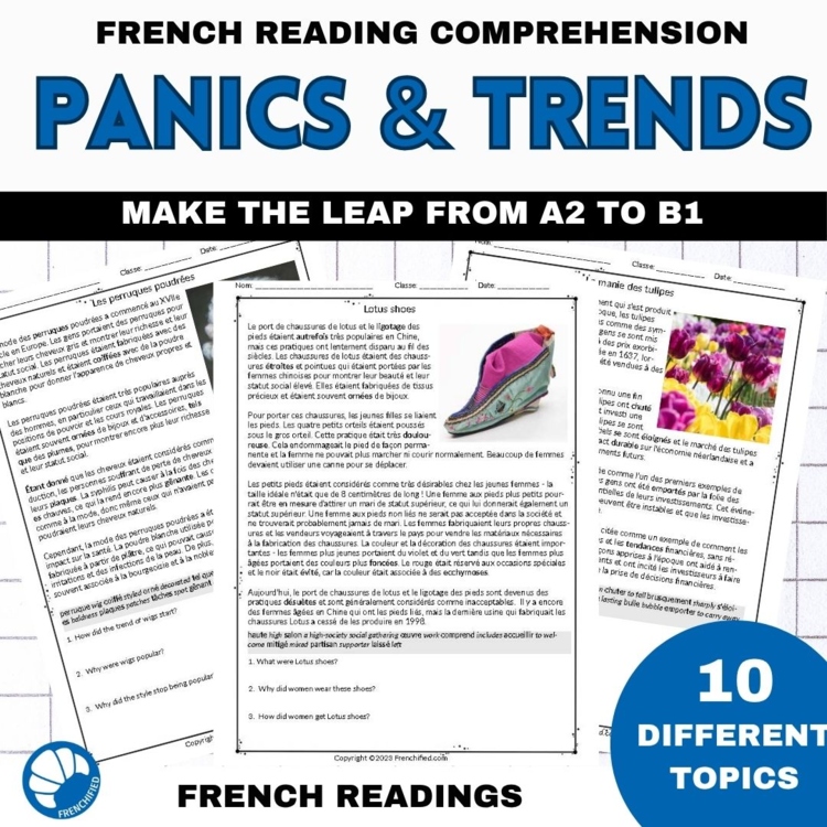 Intermediate French Reading Comprehension | Panics & Trends Passages