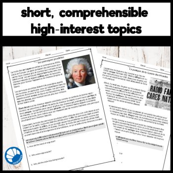 Intermediate French Reading Comprehension | Panics & Trends Passages, image 3