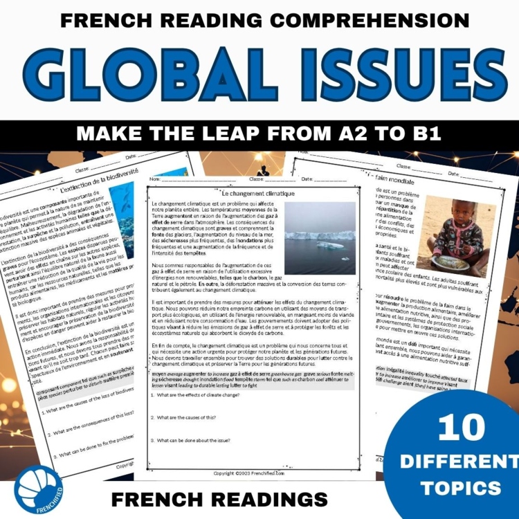Intermediate French Reading Comprehension | Global Problems Passages