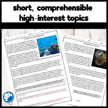 Intermediate French Reading Comprehension | Global Problems Passages, image 3