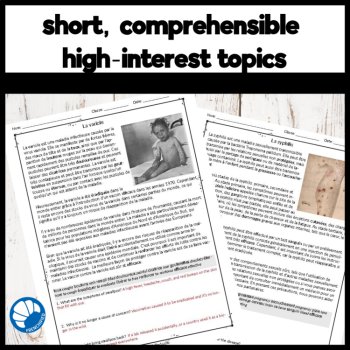 French Reading Comprehension | 10 Disease Passages A2-B1 with Questions, image 3