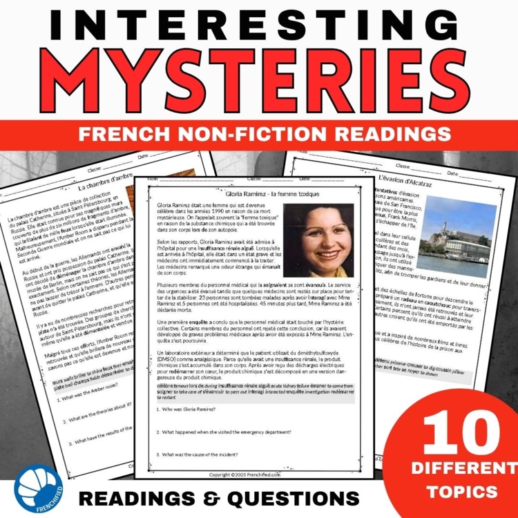 Intermediate French Reading Passages | 10 Mysteries with Questions