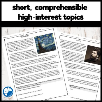 French Reading Comprehension: 10 Artistic Masterpieces Passages, image 3