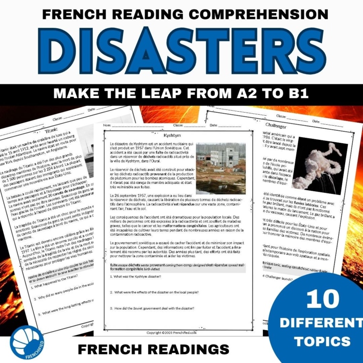 Short Readings in French | History Disasters Comprehension Worksheets
