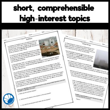 Short Readings in French | History Disasters Comprehension Worksheets, image 3