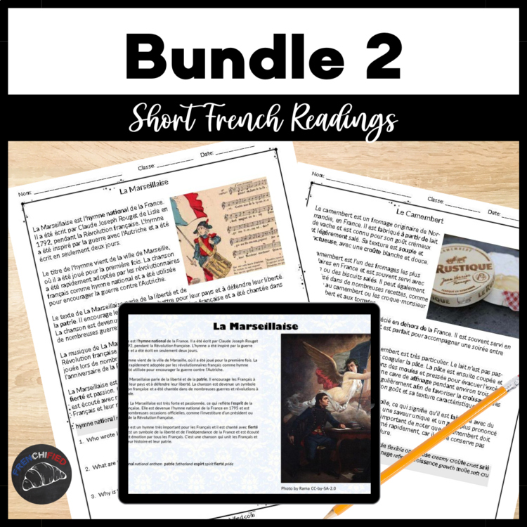 50 Short French reading passages - Bundle #2 French nonfiction readings