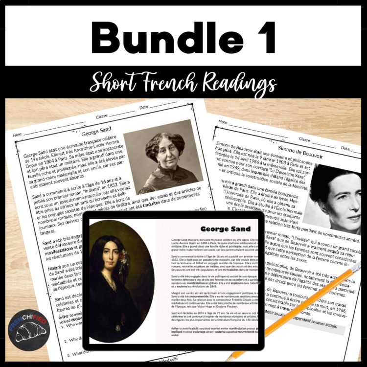 French Reading Comprehension Passages Bundle: 50 A2–B1 Readings