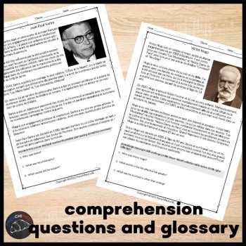 French novice level reading comprehension worksheets and questions authors, image 3