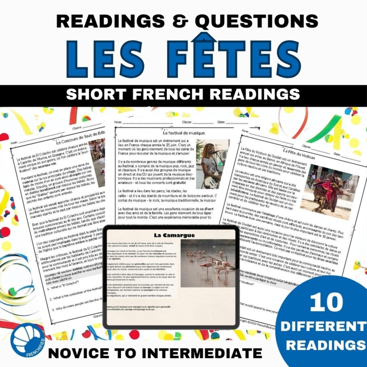 Short French reading passages - 10 Interesting Festivals and Holidays A2 to B1