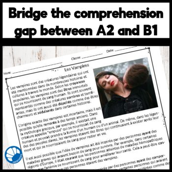 FREE Short Intermediate French reading comprehension worksheets - Vampires, image 2