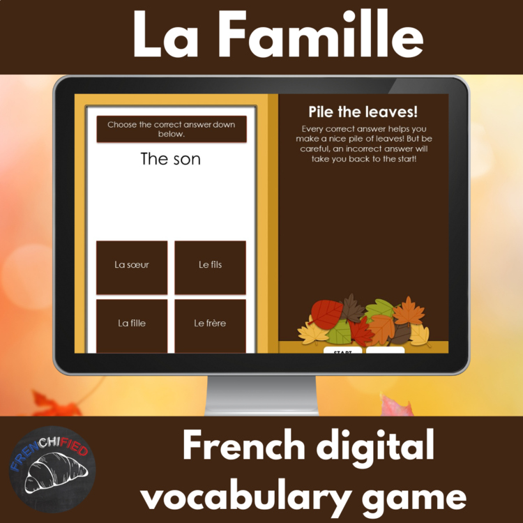 French Family  La famille digital practice activity vocabulary game