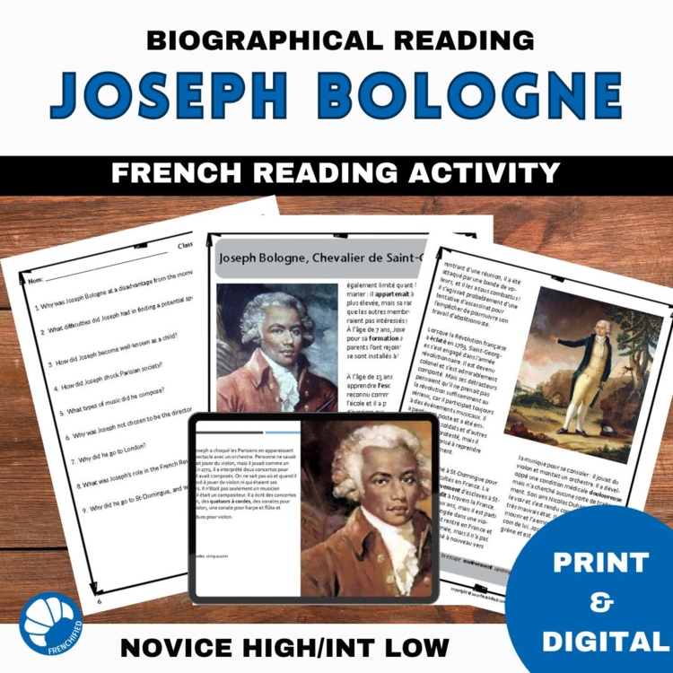French music reading comprehension and questions Joseph Bologne
