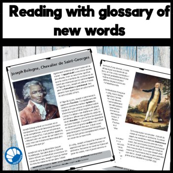 Intermediate French reading comprehension activity Black History month biography, image 2