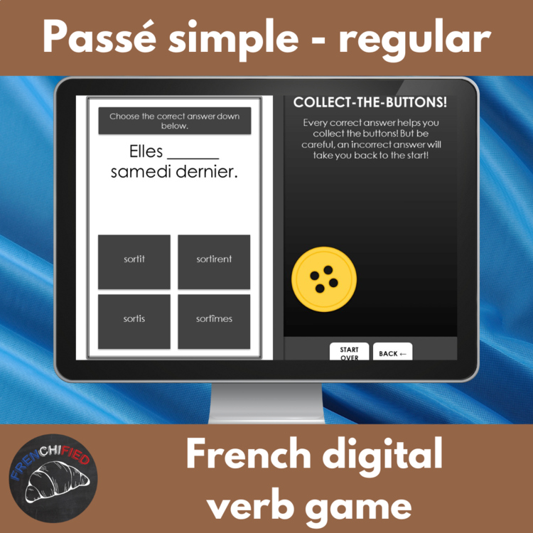 French grammar Passé simple regular verbs conjugation practice activity game