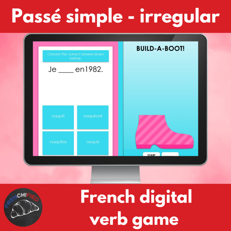 French Passé Simple Irregular Verbs Conjugation Game Digital Practice