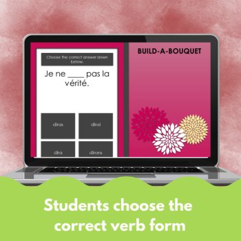 French futur simple verb conjugation practice activity digital game, image 2
